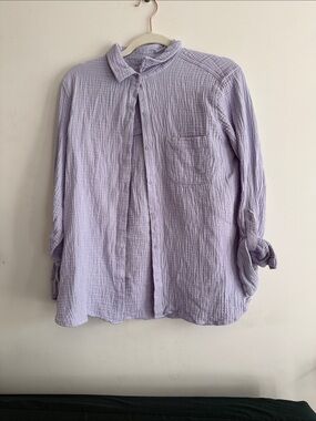 Nine West Light Lavender Gauze Button-Up Shirt